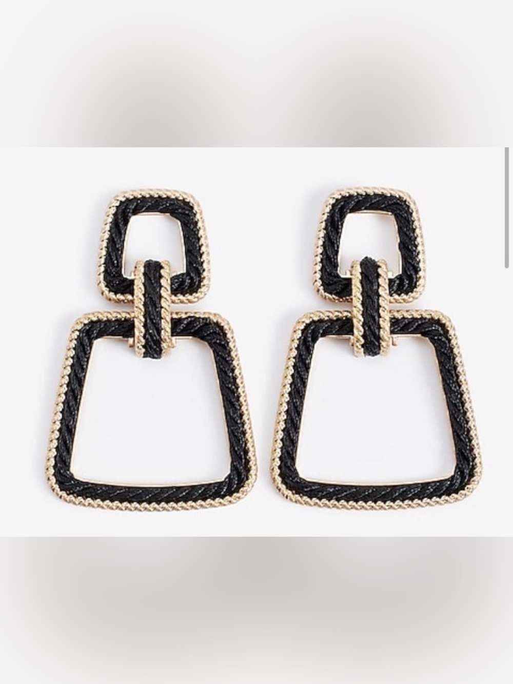 Express Black and Gold Yarn Doorknocker Earrings